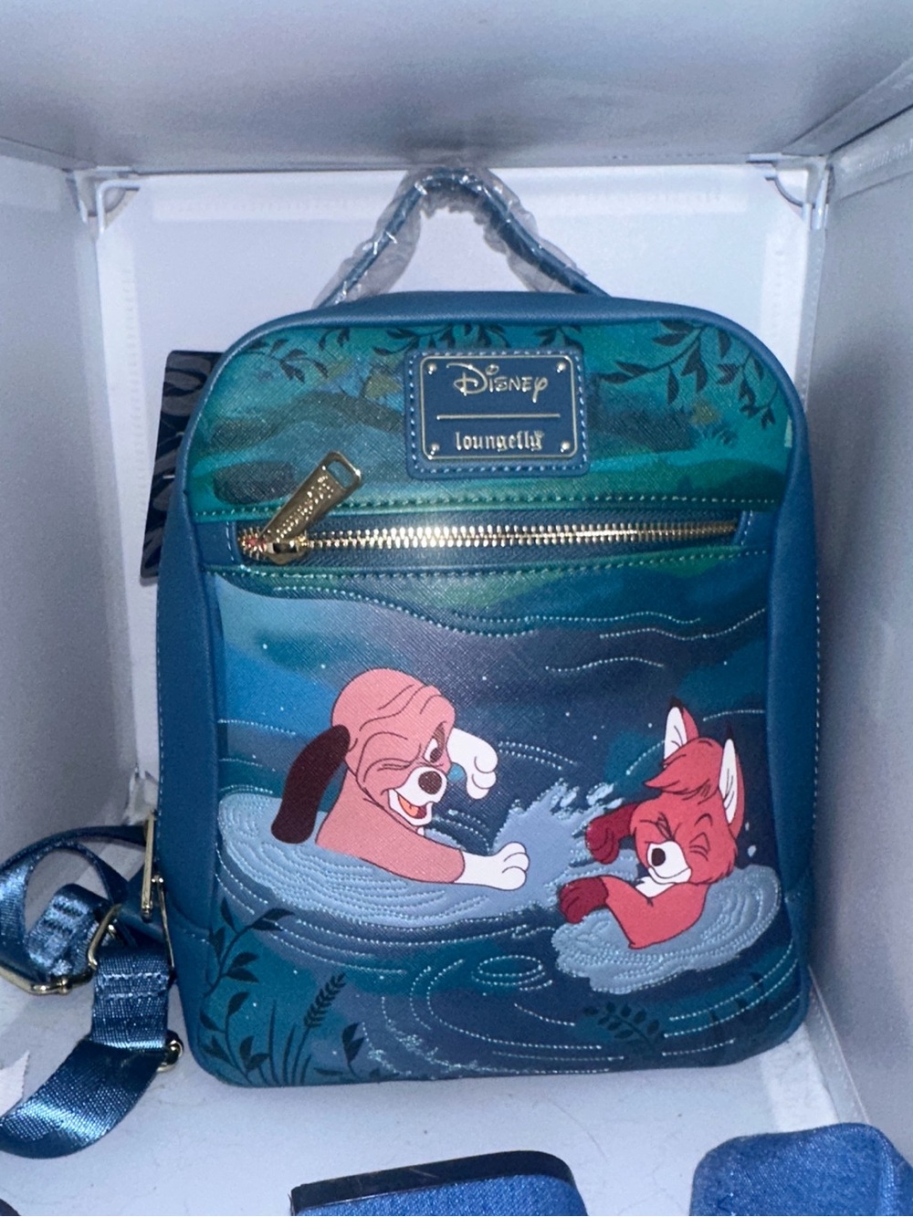 Loungefly Teal Blue Lady and the Tramp Mini Backpack new